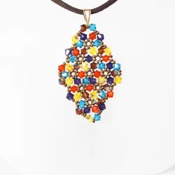 Pendant 30cm - Xochitl Rhombus M-Chocolate Suedine - Pendant 30cm - Laiton bronze